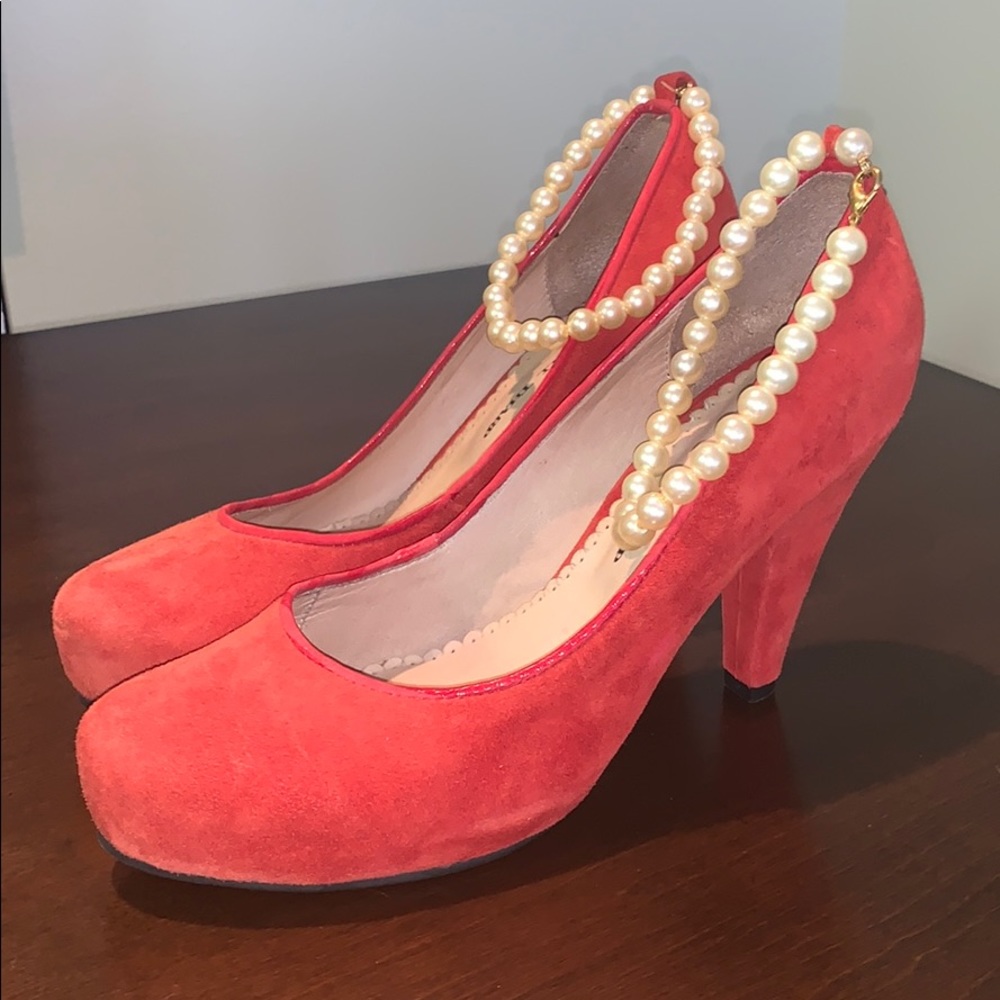 Rockwell Tharp Ankle Strap Pearl Pumps